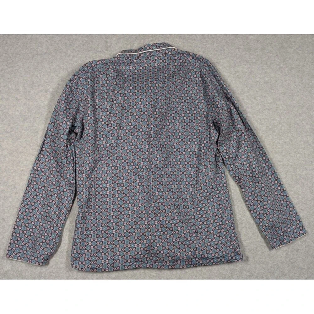DEREK ROSE‎ Pajama Top Women Medium Floral Print Button Front Long Sleeve PJ